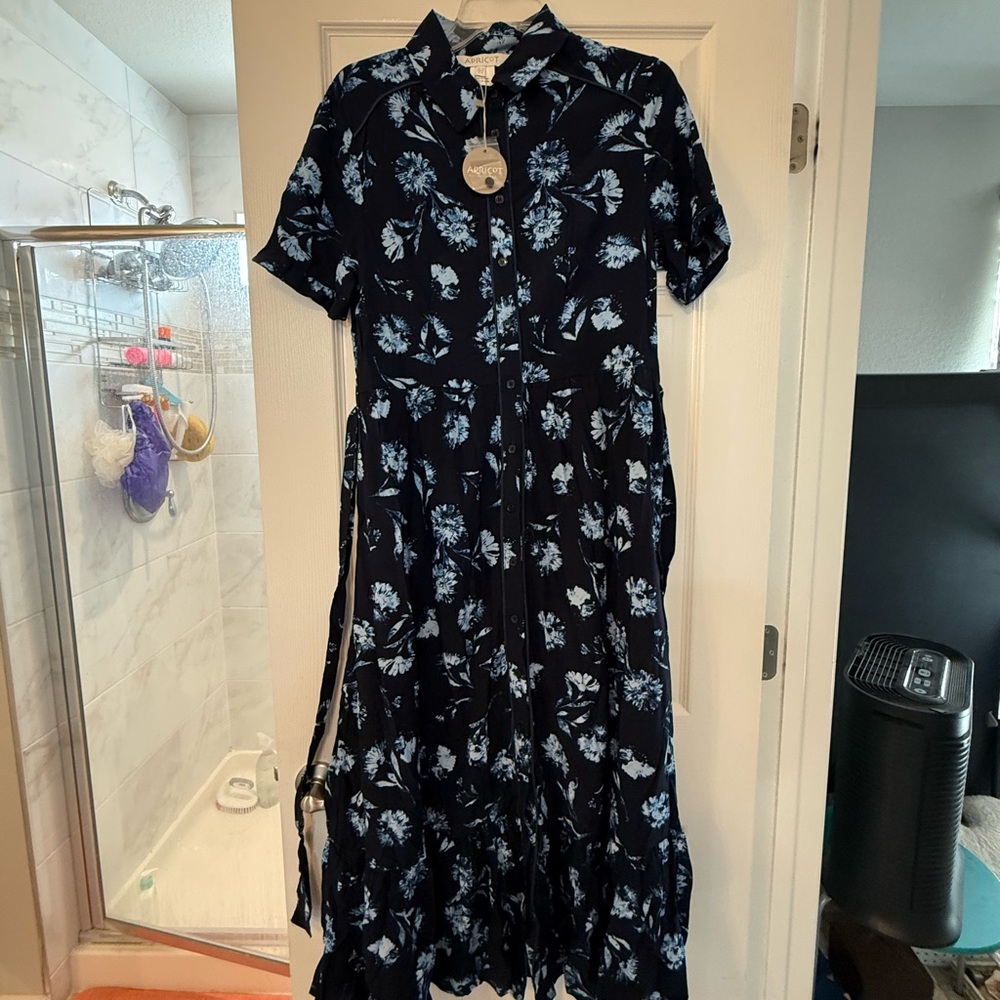 Floral Navy Blue Dress apricot boutique brand